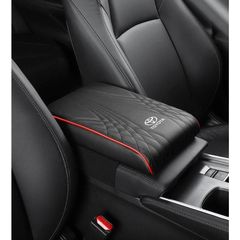 ◆トヨタ TOYOTA◆ブラック/レッドエッジ◆アームレストマット コンソールボックスパッド 形状記憶 肘置きカバー 収納ボックスマット 革製 