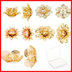 【在庫処分】SUNNYCLUE　20個5種　18k鍍銅　ビーズキャップ　花座　座金 ビーズ　アンティークゴールド　銅古美　鍍銅　ビーズ　キャップ　特別　花形　菊座　透かしキャップ　透かしパーツ　スペーサービーズ　フラワー　チャーム　アクセサリーパーツ　花状　チ