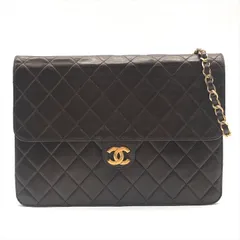 美品 CHANEL シャネル ココマーク ラムスキン マトラッセ プッシュロック チェーン ショルダー バッグ レディース 鞄 ブラウン k6653