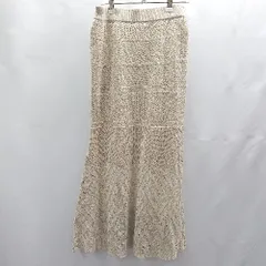 ◇ Θ ROPE PICNIC ロペピクニック ウエストゴム 透かし編み ロング フレアー スカート サイズ40 ベージュ レディース E  【1502030004489】