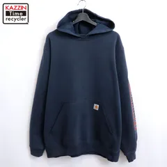 00s Carhartt 袖プリント スウェット パーカー メンズ 表記Lサイズ