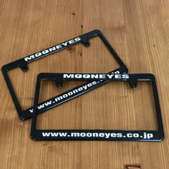 2枚組 送料込み 車用 新基準 適用 New Std. MOONEYES 白文字 ムーンアイズ ホワイト フレーム ブラック 黒地 www ライセンスフレーム ライセンスプレート