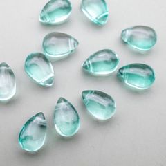 ＊40粒＊ ガラスビーズ ティアドロップ ダークシアン 横穴 クレオ 9x6mm bz282