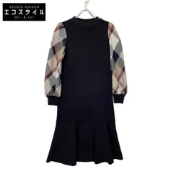 BLUE LABEL CRESTBRIDGE ブルーレーベルクレストブリッジ ﾈｲﾋﾞｰ ｳｰﾙｱｸﾘﾙﾌﾞﾚﾝﾄﾞﾆｯﾄﾄﾞﾚｽ 36