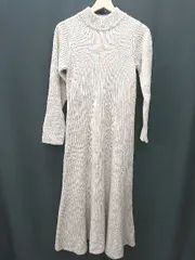 ◇ ⊇ SENSE OF PLACE ニット 長袖 ロング丈 ワンピース サイズF ベージュ レディース E  【1503050012980】