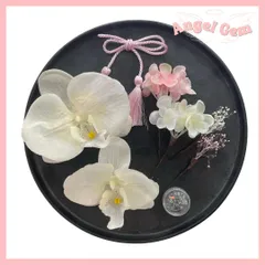 白ピンク 胡蝶蘭髪飾り 水引 和玉 成人式 結婚式 卒業式 和装前撮り 振袖 袴