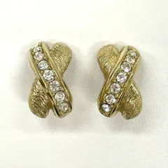 Christian Dior クリスチャンディオール イヤリング GP × ラインストーン ゴールド