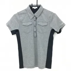 【美品】カルバンクラインゴルフ 半袖ポロシャツ グレー系×黒 胸ポケット付き レディース M ゴルフウェア Calvin Klein golf