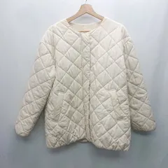 ◇ ⊇ GU ジーユー 襟なし 長袖 ダウンジャケット サイズXL アイボリー レディース E  【1412260002653】