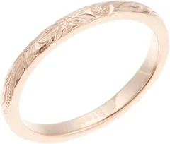 アライブ ハワイアンジュエリー スクロール 細身 サージカルステンレス製 金属アレルギー対応 ピンクゴールド プルメリア ユニセックスピンキーリング レディース メンズ 7号