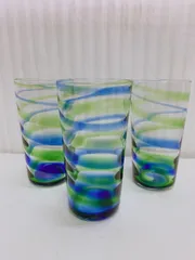 昭和レトロ コップ ガラス製 多重積層ガラス マルティグラス ハンドメイド 3客セット