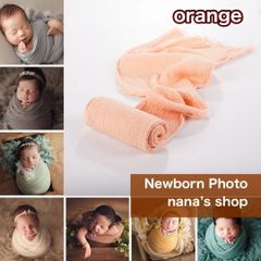 4オレンジ♪フワフワおくるみ♪ニューボーンフォト撮影　ベビーラップ 赤ちゃん