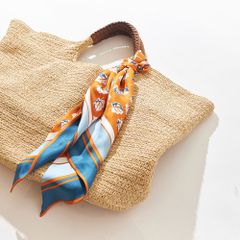 【RIEMA YOKOHAMA】シルクスカーフ 110cm×20cm Marseille mini -マルセイユ ミニ- (ブルー×オレンジ)