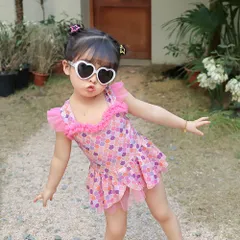 ☆ ピンク ☆ 90cm ☆ 水着 キッズ 女の子 ワンピース 帽子付き yswim5056 水着 女の子 フリル ワンピース水着 ワンピース ワンピ キャップ付き キッズ レースアップ かわいい 子供 子ども こども 女児 スイムウェア 温泉 幼稚園 保育園