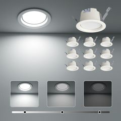 ICHIYO ledダウンライト 100φ 調光 SB形 天井埋込型 昼白色 3段階調光 ledダウンライト5W 500LM 浅型6H 白熱球40形相当 照明器具 キッチン、台所、玄関、部屋、リビング、商店、バー、カラオケ 適用 (調光タイプ10個セット)