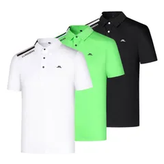 新品J.LINDEBERG ゴルフトップス メンズ Tシャツ POLO 半袖 夏 ゴルフウェア 白/黒/緑 3色選択可能 S-XXLサイズ