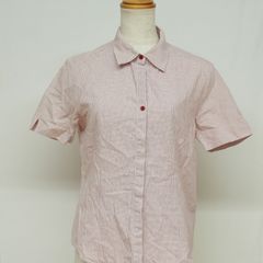 [値下げ交渉歓迎] シャツ Vallee M 半袖 チェック柄 レッド系 春夏向け 上品カジュアル オフィス対応 涼しげ素材 清潔感 即購入OK A-11