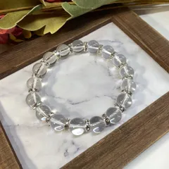 水晶 パワーストーン ブレスレット 天然石ブレスレット 10mm   / メンズ レディース 男性 女性 幸運 浄化 開運 願望成就 魔よけ(シルバー) ☆