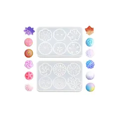 YFFSFDC シリコンモールド 2個セット 和菓子形 花 葉 レジン型 12種類 抜き型 DIY 手芸 ハンドメイド 手作り アクセサリー かわいい 1