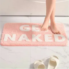 おすすめ 裸になろう！バスマット ソフト 風呂 浴室 ラグ 脱衣所 洗面所 洗える 吸水速乾 風呂マット 滑り止め 丸洗い キッチン 玄関マット トイレマット ピンク GETNAKED おもしろ インテリア 雑貨 am