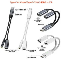 Type-C to 3.5mm / タイプC イヤホン変換ケーブル 2in1 充電ケーブル PD100W 急速充電 タイプC イヤホン変換アダプタ ナイロンケーブル コンパクト 軽量 持ち運び便利 Hi-Fi音質 DAC搭載 通話 マイク 音量調節 高音質