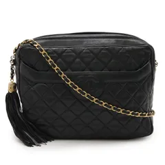 CHANEL シャネル マトラッセ ココマーク チェーンショルダー ショルダーバッグ フリンジ タッセル ラムスキン レザー ブラック 黒 ゴールド金具