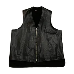 黒 レザーベスト 裏フリース ボア AFFILIATION 黒 レザーベスト 裏フリース ボア AFFILIATION