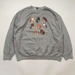オーバーサイズ ネコ 猫 アニマル プリント スウェット トレーナー マルチカラー グレー XXXL Y2K
