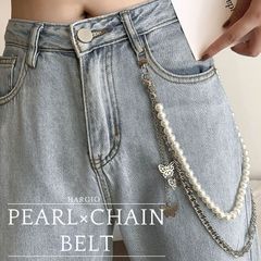 ウォレットチェーン レディース パール ズボンチェーン パンツチェーン 財布 チェーン シルバー キーチェーン ズボンにつけるチェーン ヒップホップ ロック パンク 地雷系 量産型 ゴスロリ 二重 合金 韓国 かわいい おしゃれ プレゼント オシャレ
