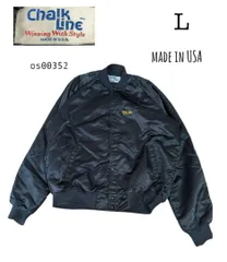 ChalkLine USA製古着　刺繍ナイロンジャケット　黒L短丈 os00352