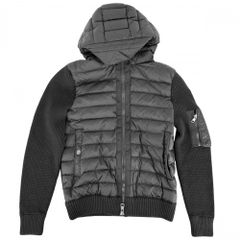 モンクレール ブルゾン メンズ ニット切り替え TRICOT CARDIGAN アウター ジップアップ 素材切り替え アパレル 服 MONCLER S H20919B50800 ブラック 黒 ガンメタル金具 ナイロン  アクリル  ウール  春 秋【中古品】
