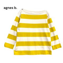 アニエスベー agnes.b アニエスb ボーダー　カットソー　トップス　ボードネック　レディース　サイズ3 七分袖