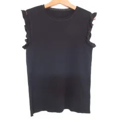 美品 FOXEY フォクシー wint top knit top ノースリーブ フリル ニット プルオーバー カットソー 36771 38 ブラック レディース 古着 中古 USED