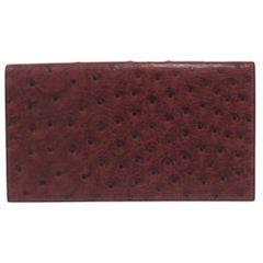 美品 エルメス ヴィンテージ オーストリッチ ボルドー 長財布 札入れ 1167 HERMES