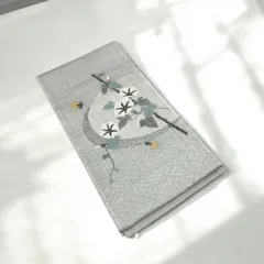 袋帯 高級 変わり織 すくい織 金糸 金ベージュ 流水 絹 新古品 kp1722 袋帯 秀品 扇 鳥 金糸 箔 ベージュ 六通 正絹 【中古】 袋帯 美品 秀