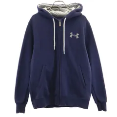 UNDER ARMOUR アンダーアーマー 長袖 スウェット ジップパーカー MD ネイビー 裏起毛 メンズ 古着
