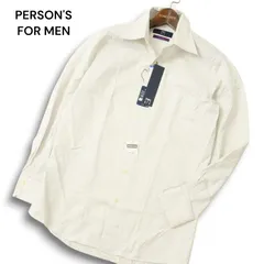 【新品 未使用】 PERSON'S FOR MEN パーソンズフォーメン STYLISH FIT 長袖 ストライプ シャツ Sz.M-82 メンズ 灰 ビジカジ