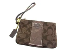 COACH コーチ シグネチャー キャンバス×レザー ポーチ マルチケース リストレット ブラウン系 DF0669