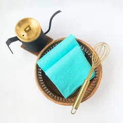 リネンのキッチンクロス　『アクアマリン』　布巾　水色　ターコイズブルー