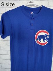 S／US古着／Ｔシャツ／ヘンリーネック／MLB／シカゴカブス／Majestic／マジェスティック