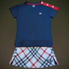 セントクリストファー   STC  テニス  ウェア  シャツ  スコート  上下セット  Мサイズ  中古美品  紺白赤