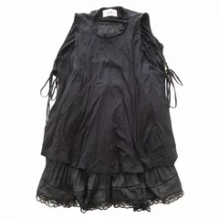 美品 スナイデル SNIDEL カットレース コンビ キャミソールワンピース セットアップ ミニ丈 プリーツ 切替 ストレッチ ノースリーブ タンクトップ プルオーバー F 黒 ブラック SWCO162084 レディース