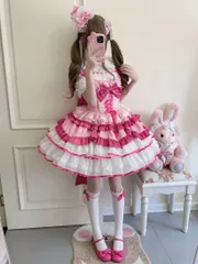 新品未使用 お出かけに♪ロリータジャンパースカート リボン可愛いワンピース