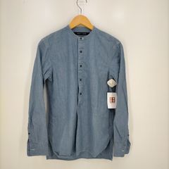 LEMAIRE グレー ボタン付きスタンドカラーシャツ ユニクロアンドルメール UNIQLO AND LEMAIRE シャンブレー
