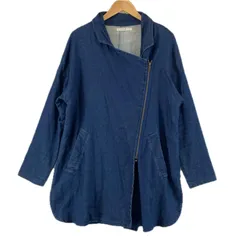 美品 Boujeloud ブージュルード 無地 秋冬 AW ライダースジャケット コットン ブルー レディース F デニムジャケット【古着】【中古】【送料無料】