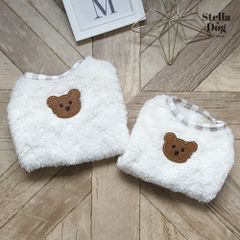 【閉店セール全品半額】ふわもこシャギーニット　くまさん　ホワイト　白　トップス　犬服　ペット服