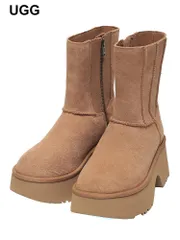 UGG (アグ) スエードアッパー サイドジップ ショートブーツ Classic Twin Seam New Heights UGGL1158313 レディース (ブラウン)