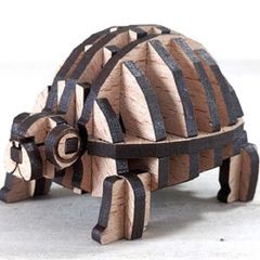 パズル造形　ミニチュア動物「カメ」　シート貼りＭＤＦナチュラル（薄茶）