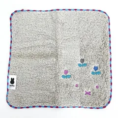 ミッフィー miffy ふわふわ刺繍ハンカチーフ グレー タオルハンカチ ハンドタオル