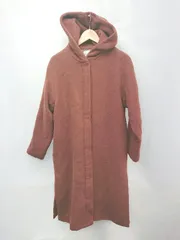 ■ Ungrid アングリッド フーディ シンプル ウール混 ロング 長袖 コート サイズ Ｍ ブラウン レッド系 レディース P  【1307260001679】